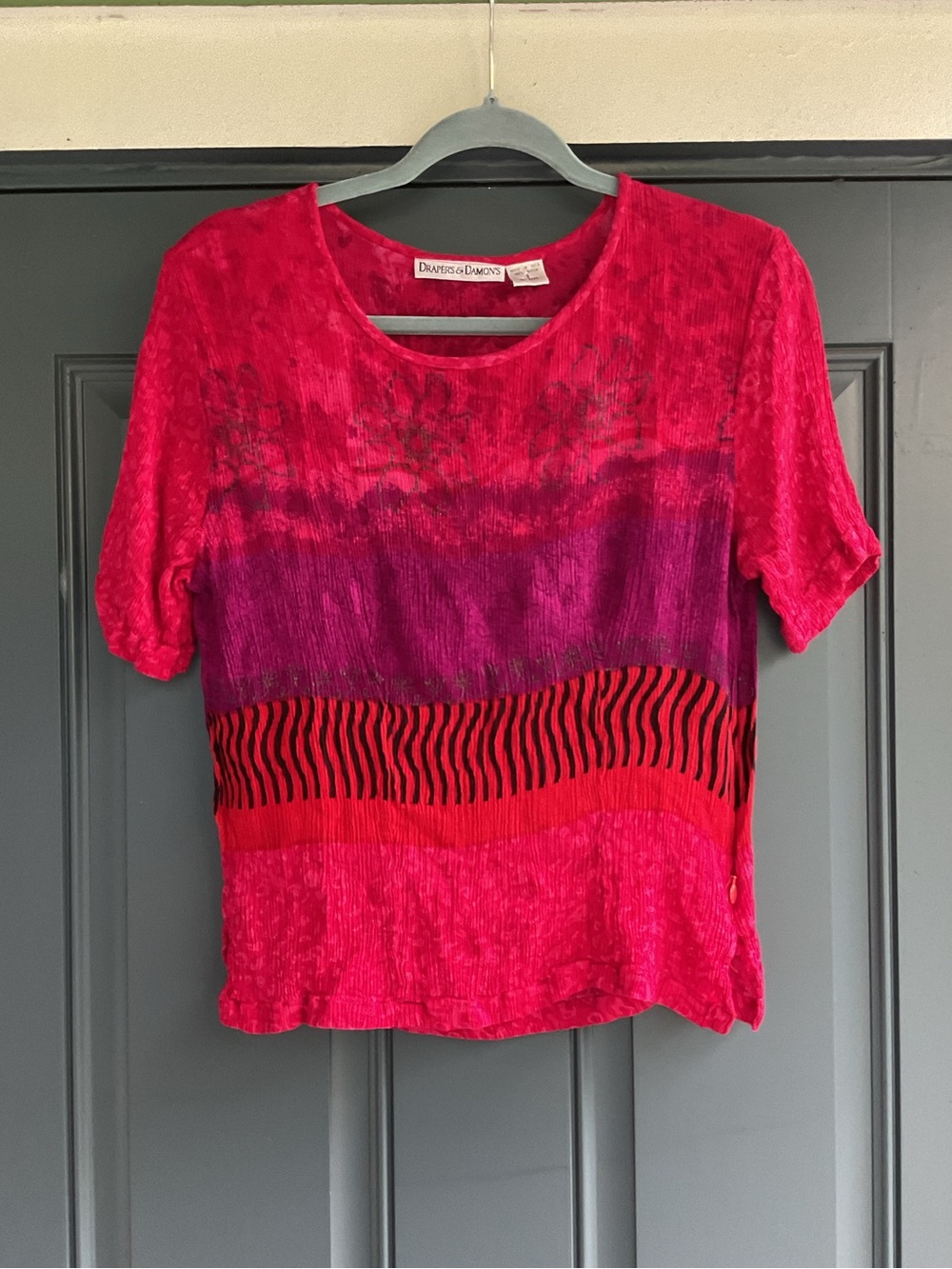 Drapers & Damons Pink & Purple Short Sleeve Women's Top